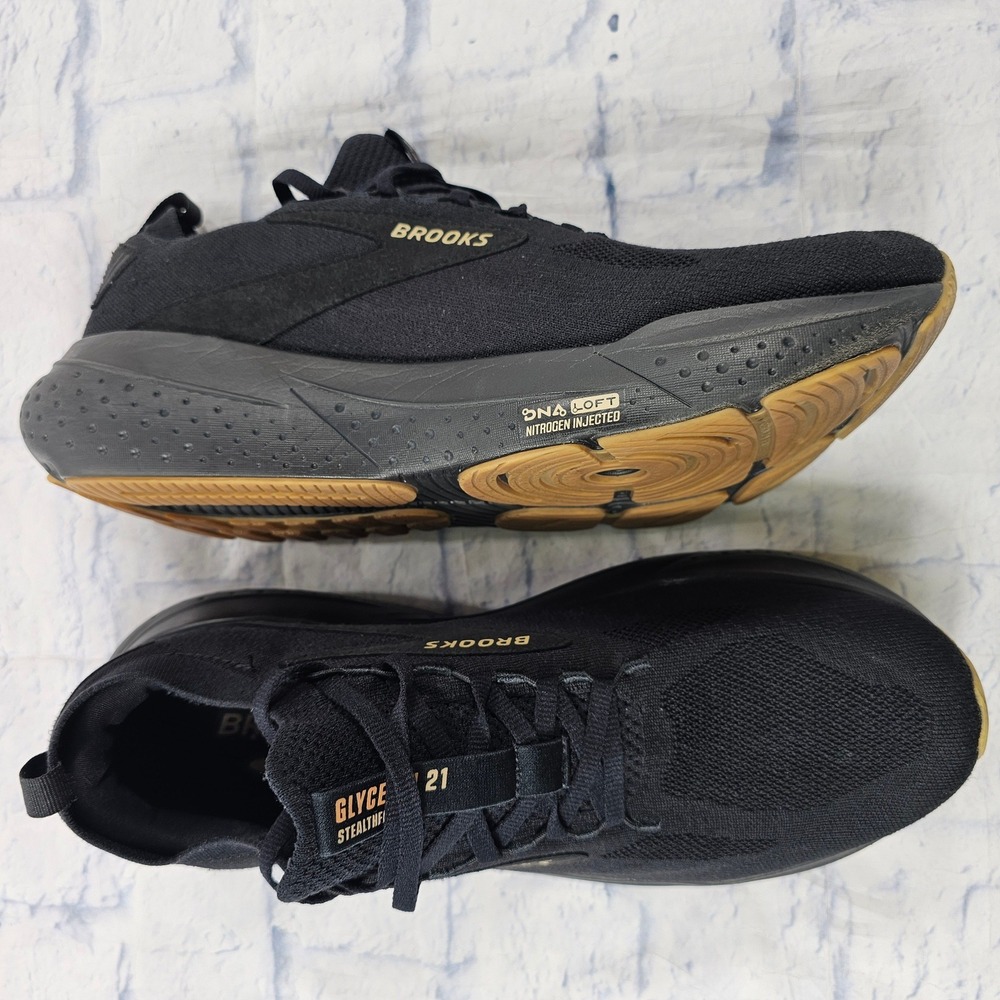 Brooks Glycerin StealthFit 21 Running Shoes Mens 11.5 Black Gold Sneakers - Picture 6 of 13